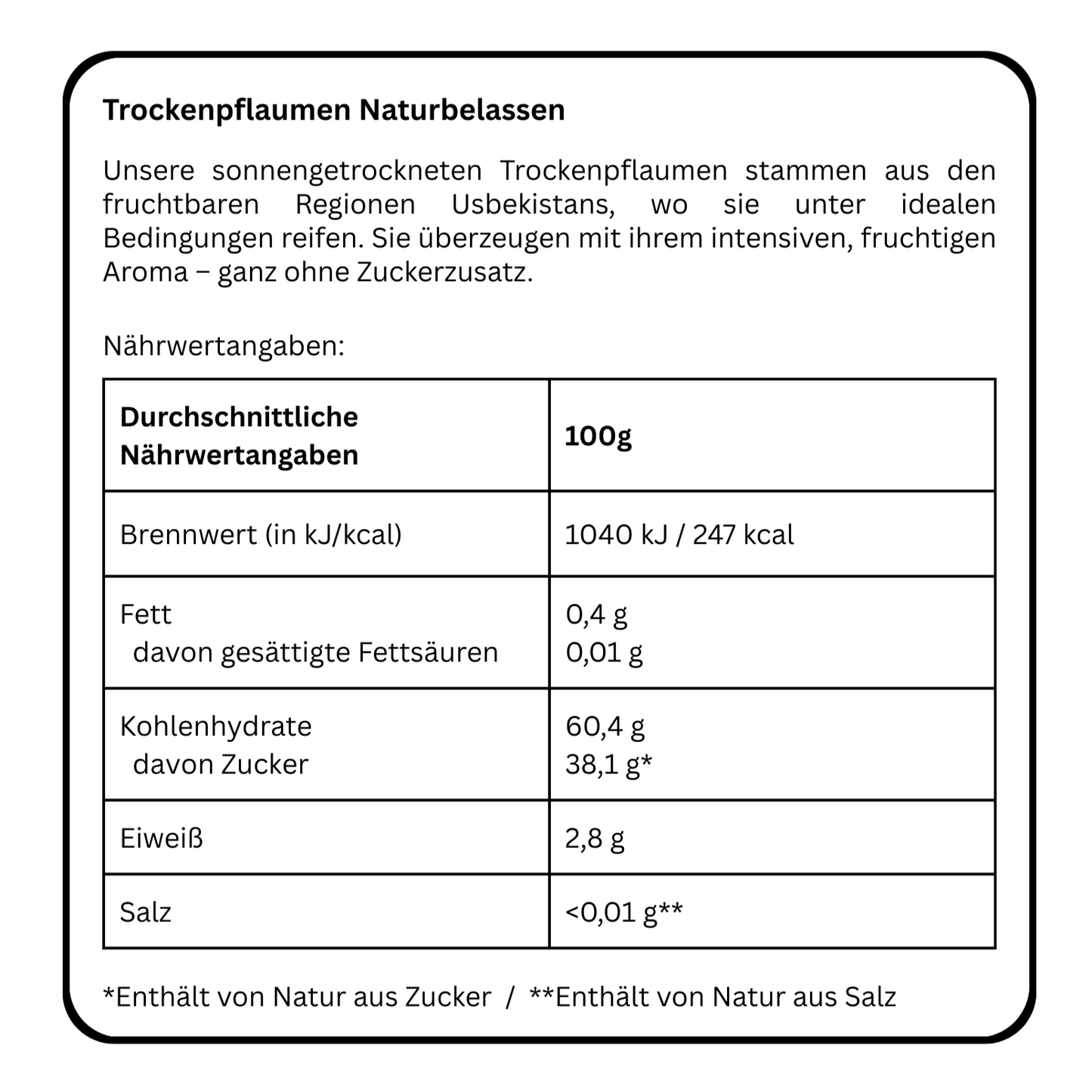 Getrocknete Pflaumen naturbelassen